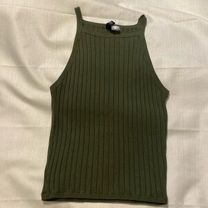 Olive Green High Neck Tank Top